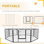 PawHut Eight-Panel Metal Dog Playpen – Grey – product view 5