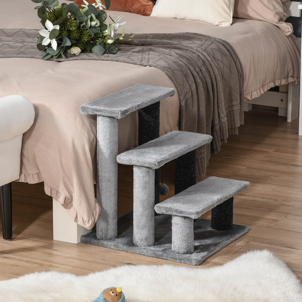 PawHut Three-Step Cat Ladder with Scratch Posts – product view 2