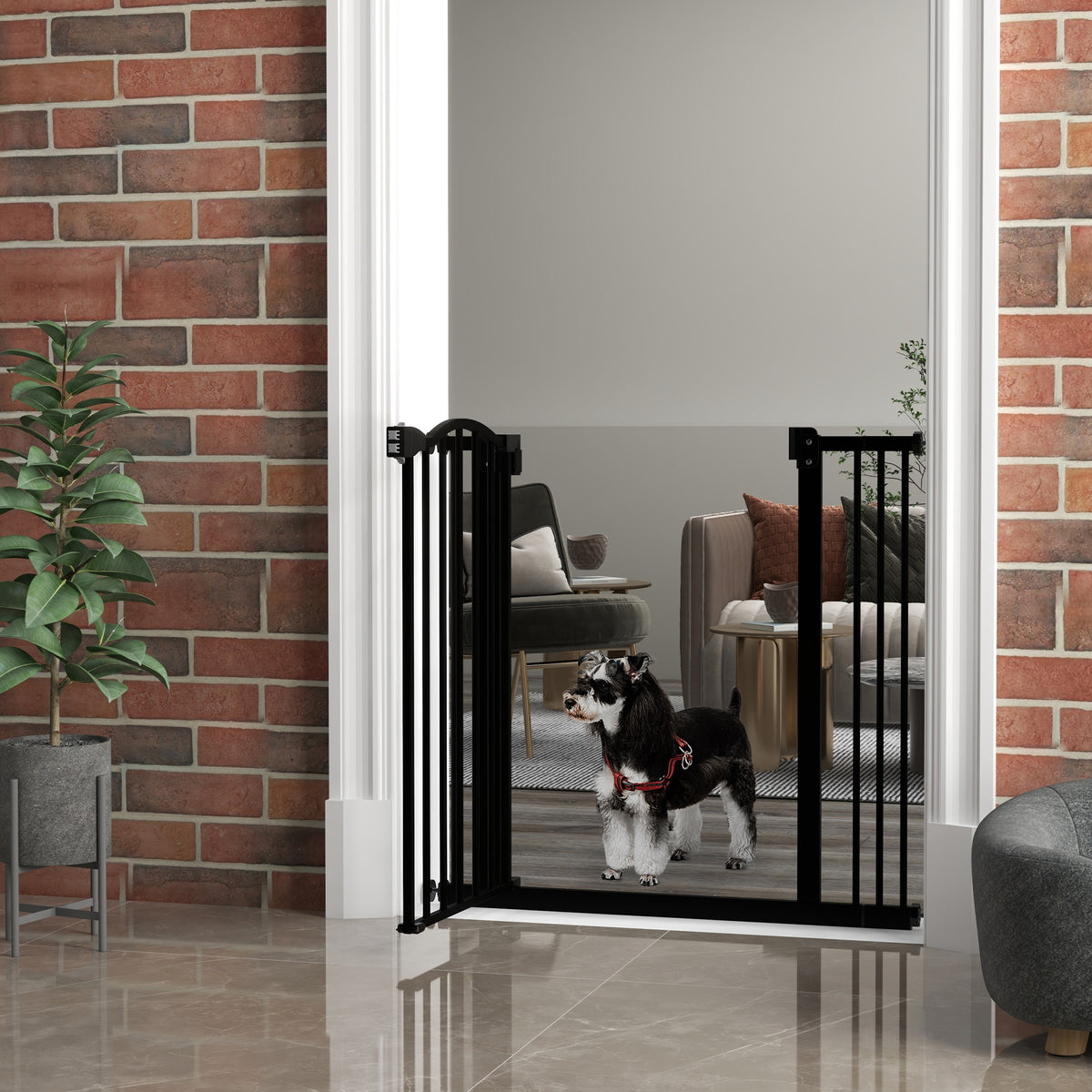 Auto-close metal pet gate – black – image 2