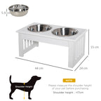 PawHut Twin Raised Pet Bowls – White, 44cm – product view 3