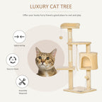 PawHut Cat Tree with Condo & Toys – Beige, 114cm – product view 4