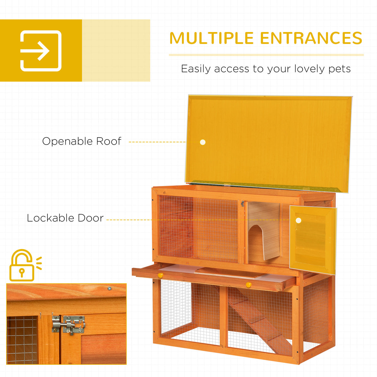 Two-tier wooden rabbit hutch – image 5
