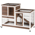 PawHut Two-Tier Rabbit Hutch on Wheels – 110cm – product view 1