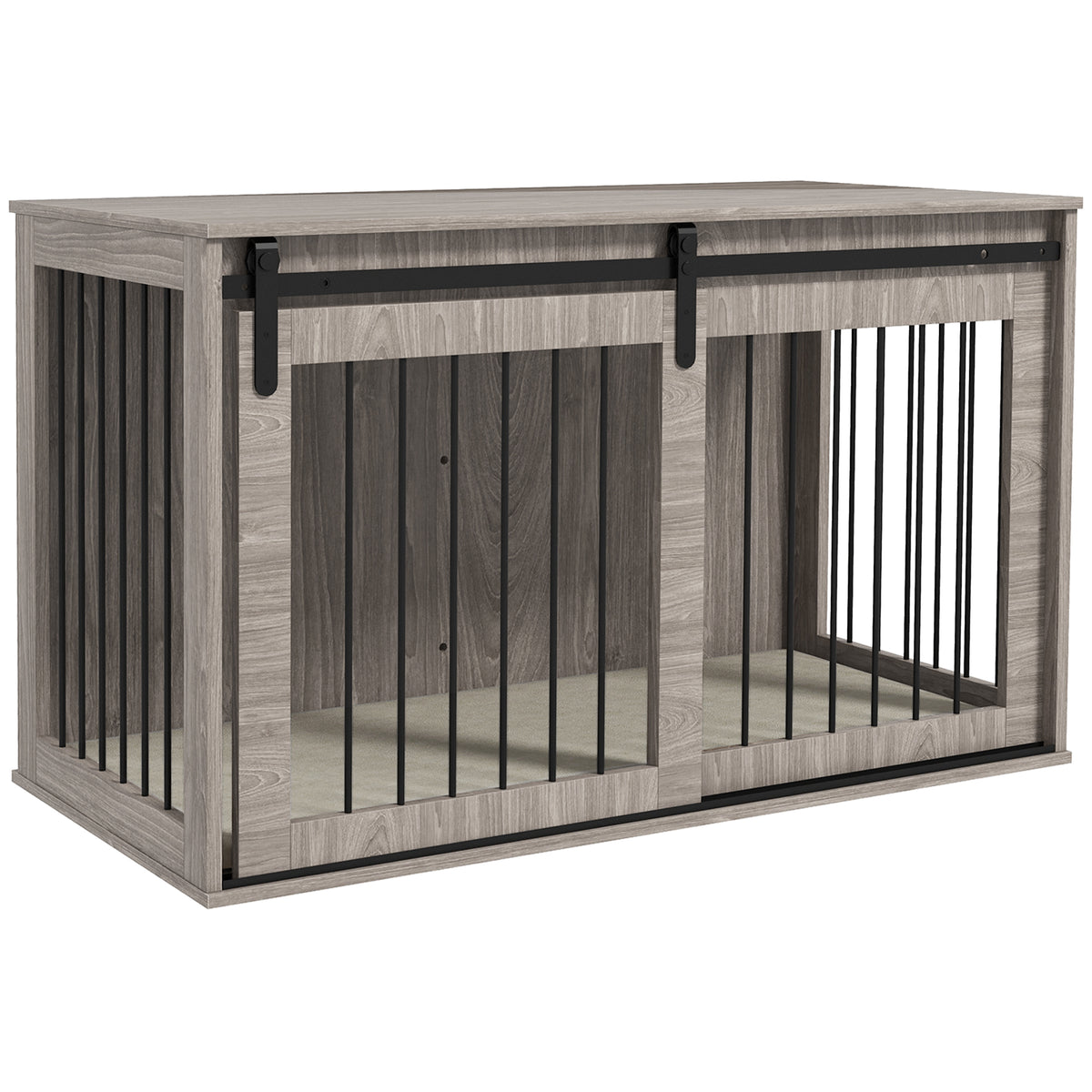 Large dog crate furniture – walnut brown – image 1