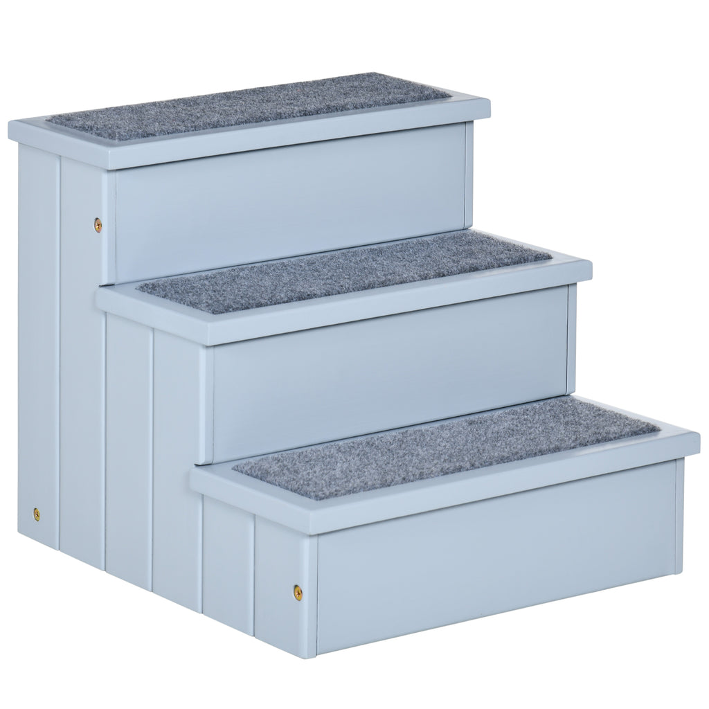 PawHut Wooden Pet Steps with Storage – Grey – product view 1