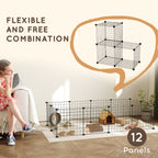PawHut 12-Panel Wire Small Pet Playpen – Black – product view 4