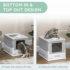 PawHut Hooded Cat Litter Box & Scoop – Grey – product view 5