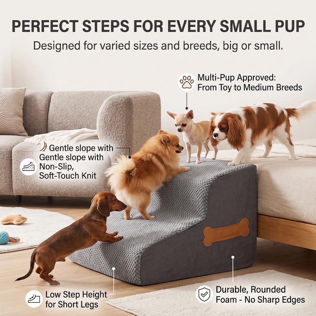 Two-step foam pet stairs – image 5