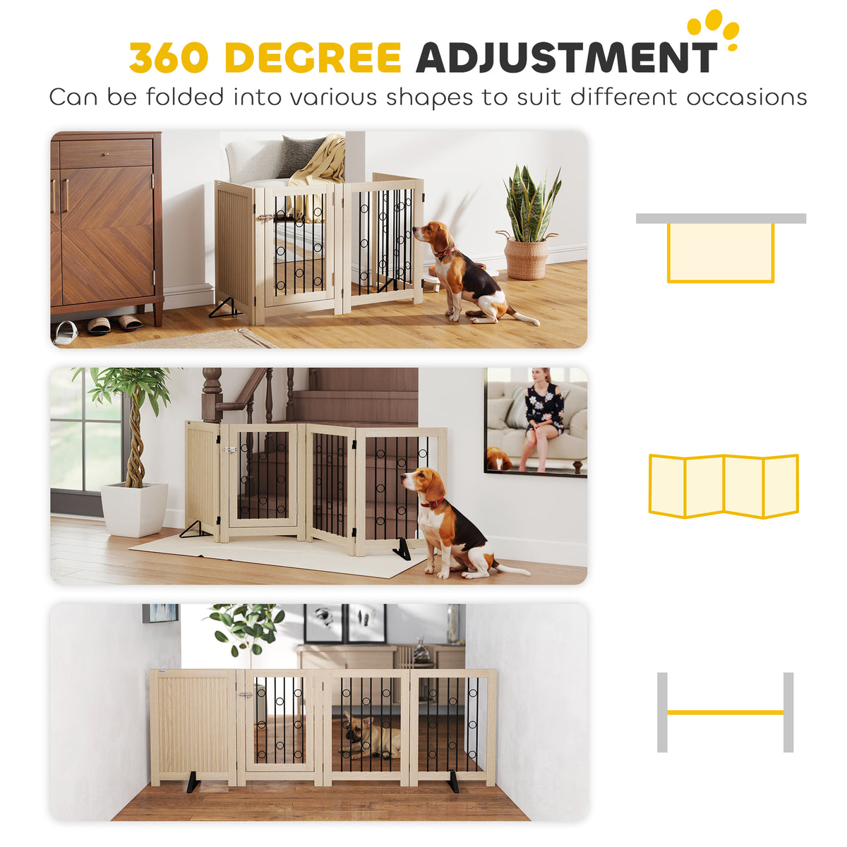 Four-panel pet gate – oak – image 4