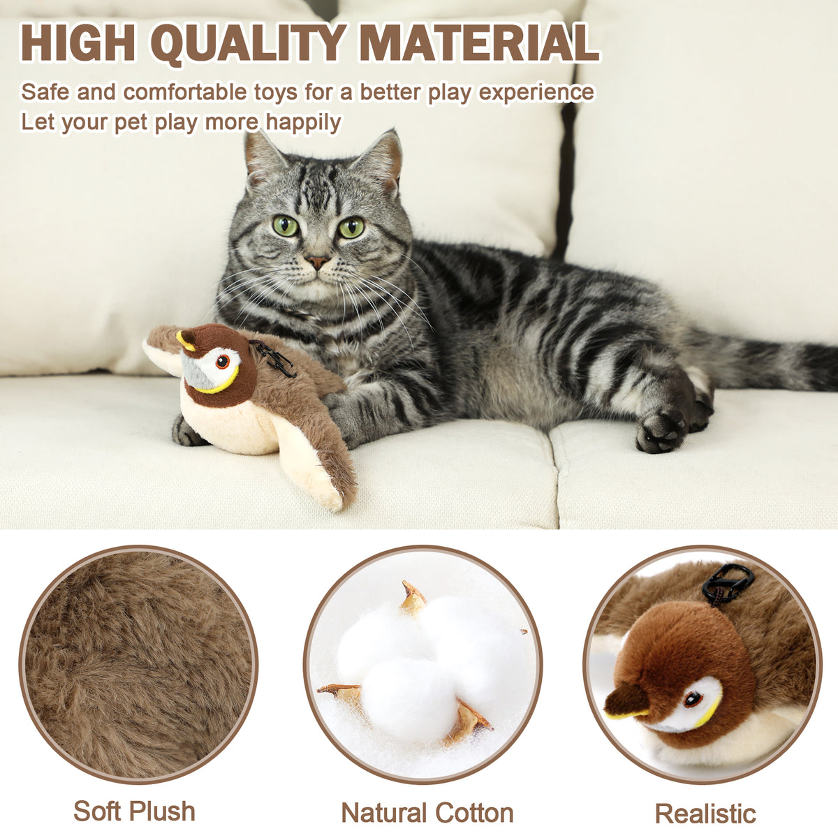 Rechargeable Flapping Sparrow Cat Toy – product view 6