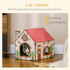 PawHut Cardboard Cat House & Scratching Board – product view 4