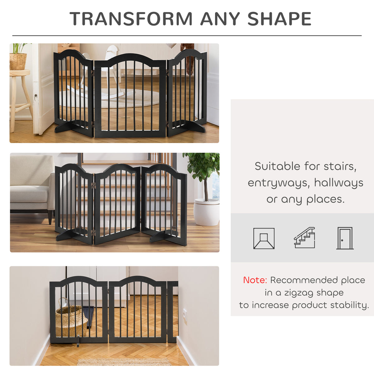 Folding wooden dog gate – black – image 1