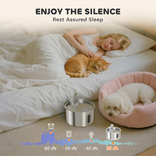 2.5L stainless steel cat water fountain – image 2