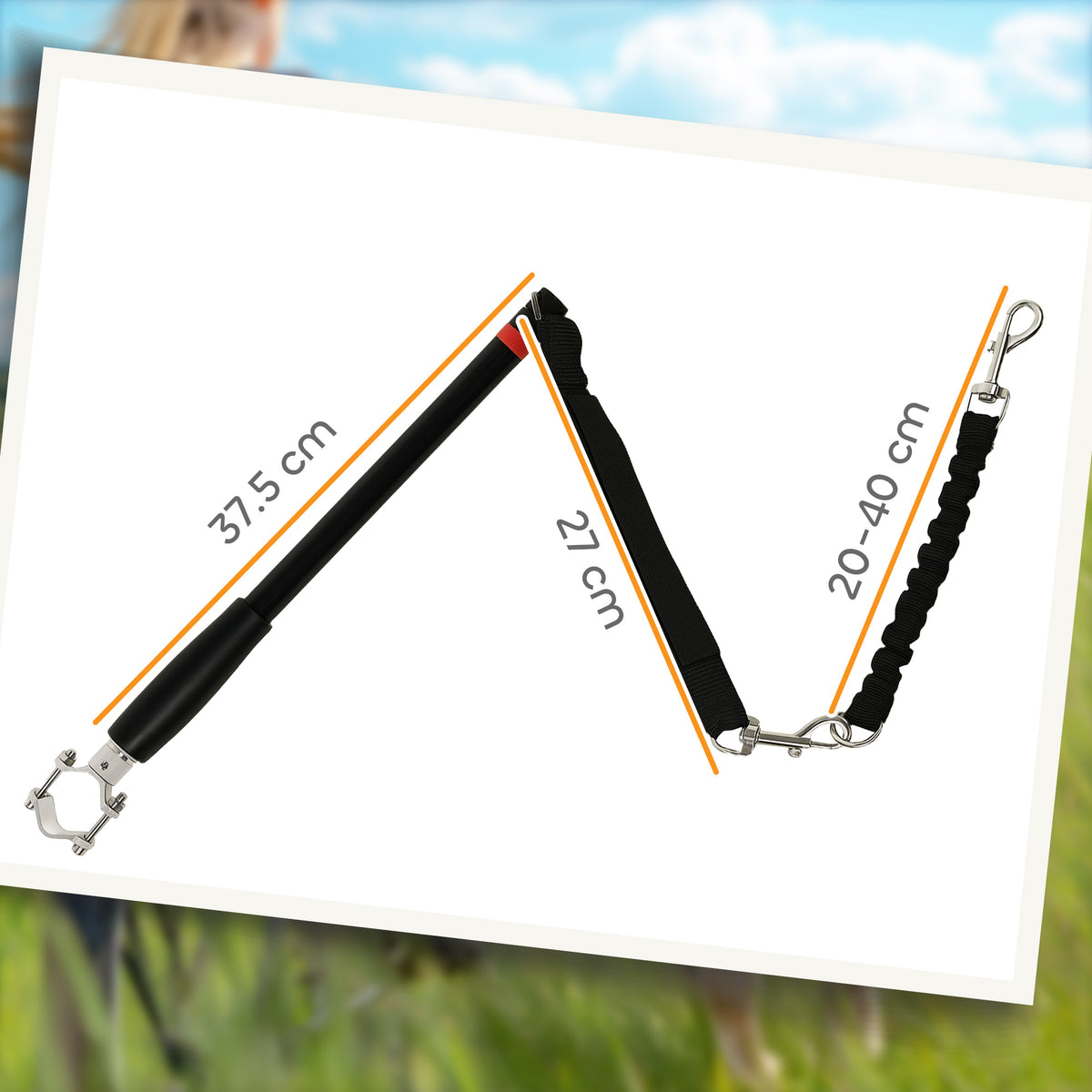 PawHut Bicycle Dog Lead with Elastic Section – product view 3