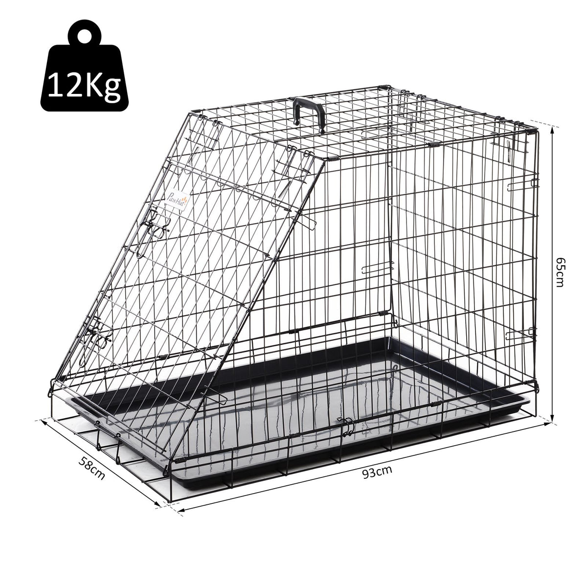 PawHut Folding Trapeze Dog Crate – 93cm – product view 3