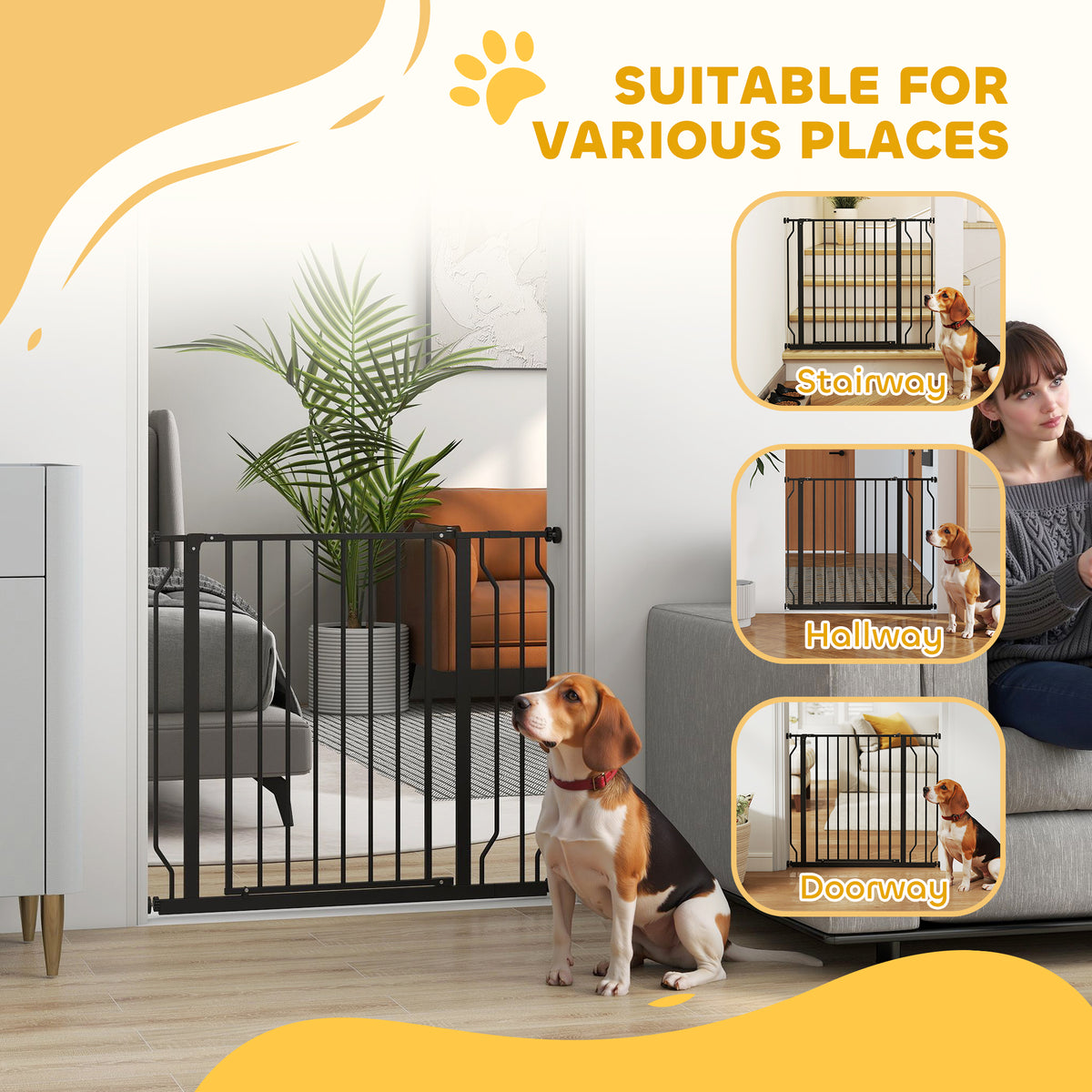 Wide pressure-fit dog safety gate in black – image 2