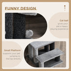 PawHut Three-Step Cat Ladder with Scratch Posts – product view 5