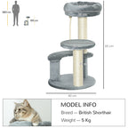 PawHut Kitten Cat Tree with Rope – Grey, 65cm – product view 3