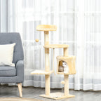 PawHut Cat Tree with Condo & Toys – Beige, 114cm – product view 2