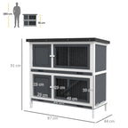 PawHut Two-Tier Rabbit Hutch – Grey, 97cm – product view 3