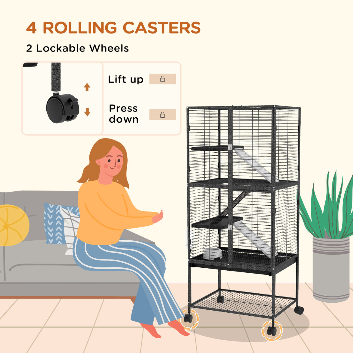 Wheeled small animal cage – image 3