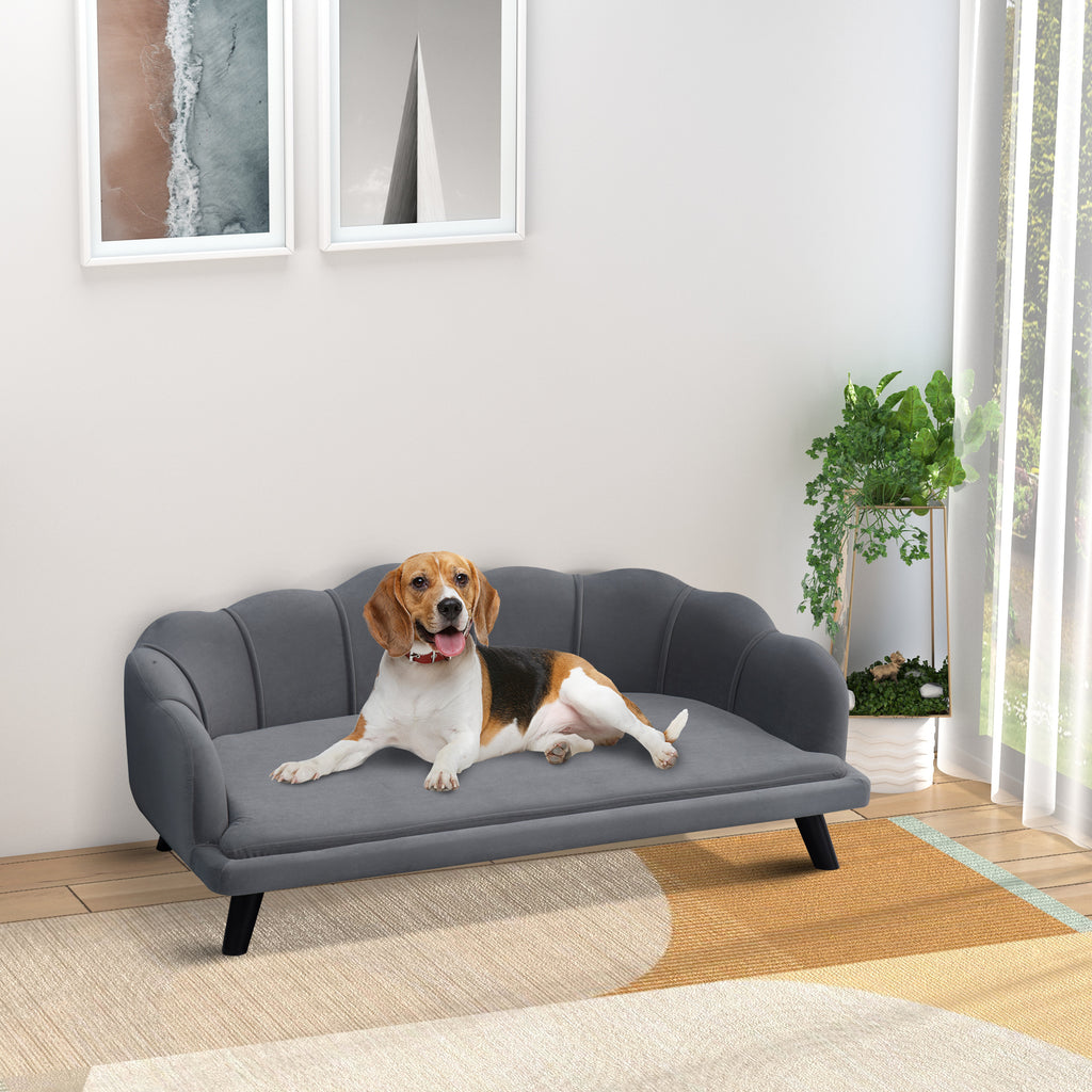 PawHut Large Pet Sofa with Cushion – Grey, 98.5cm – product view 2