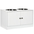PawHut Raised Dog Feeder with Storage – White – product view 1