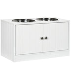 PawHut Raised Dog Feeder with Storage – White – product view 1