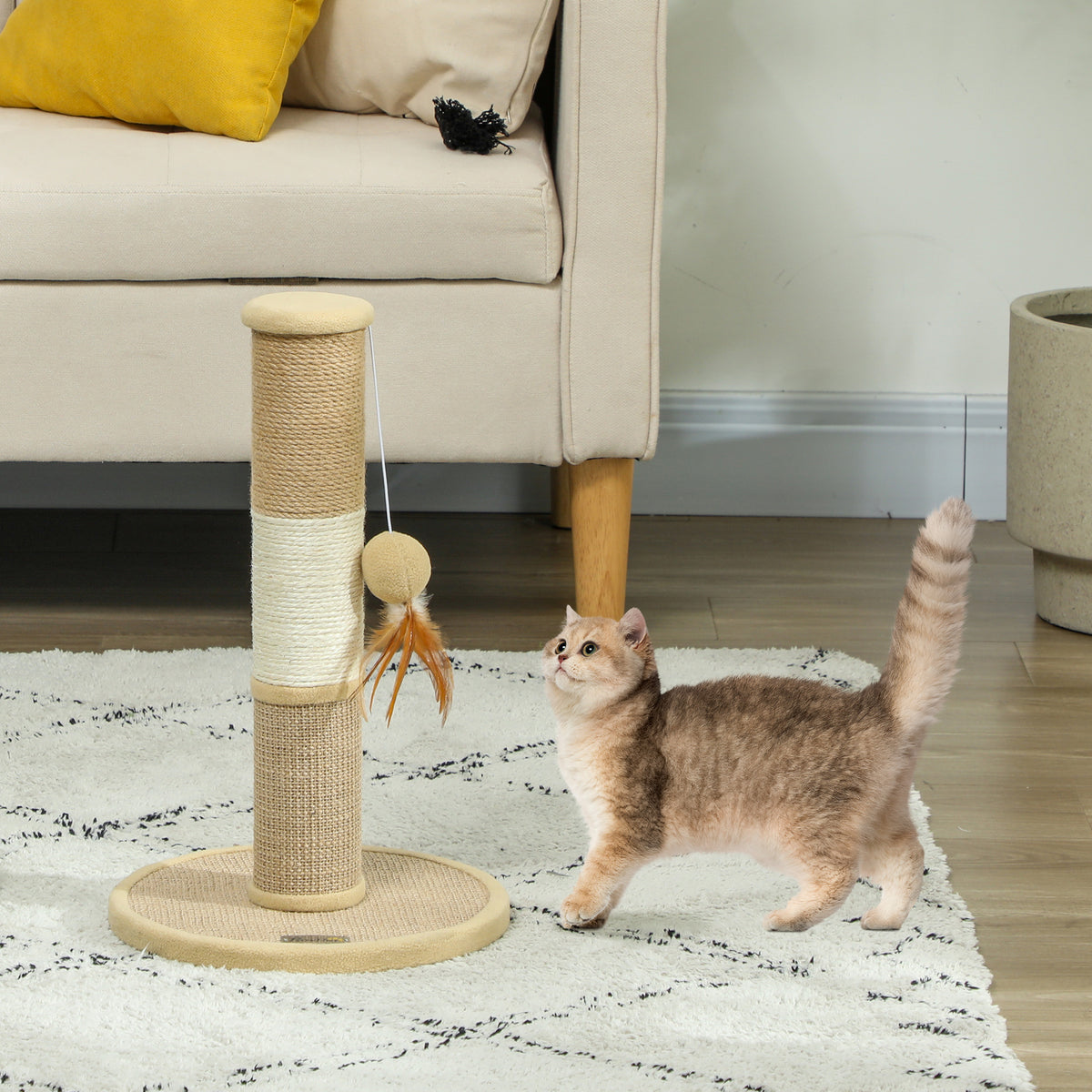 PawHut Multi-Texture Cat Scratch Post – 47cm – product view 2