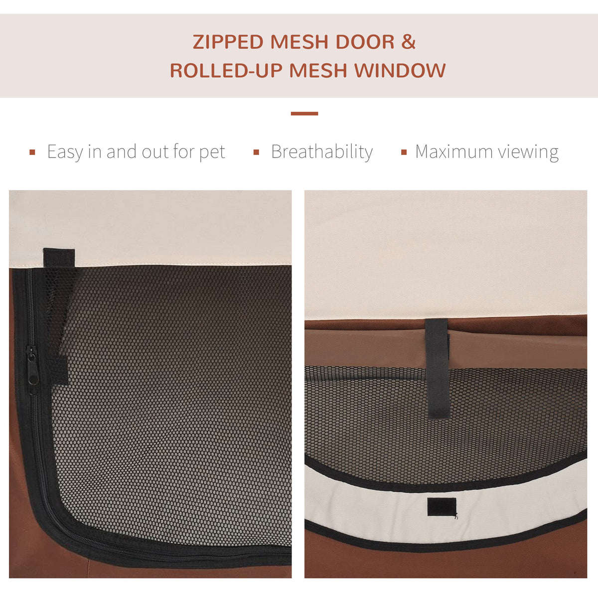 Brown folding fabric pet crate – image 3