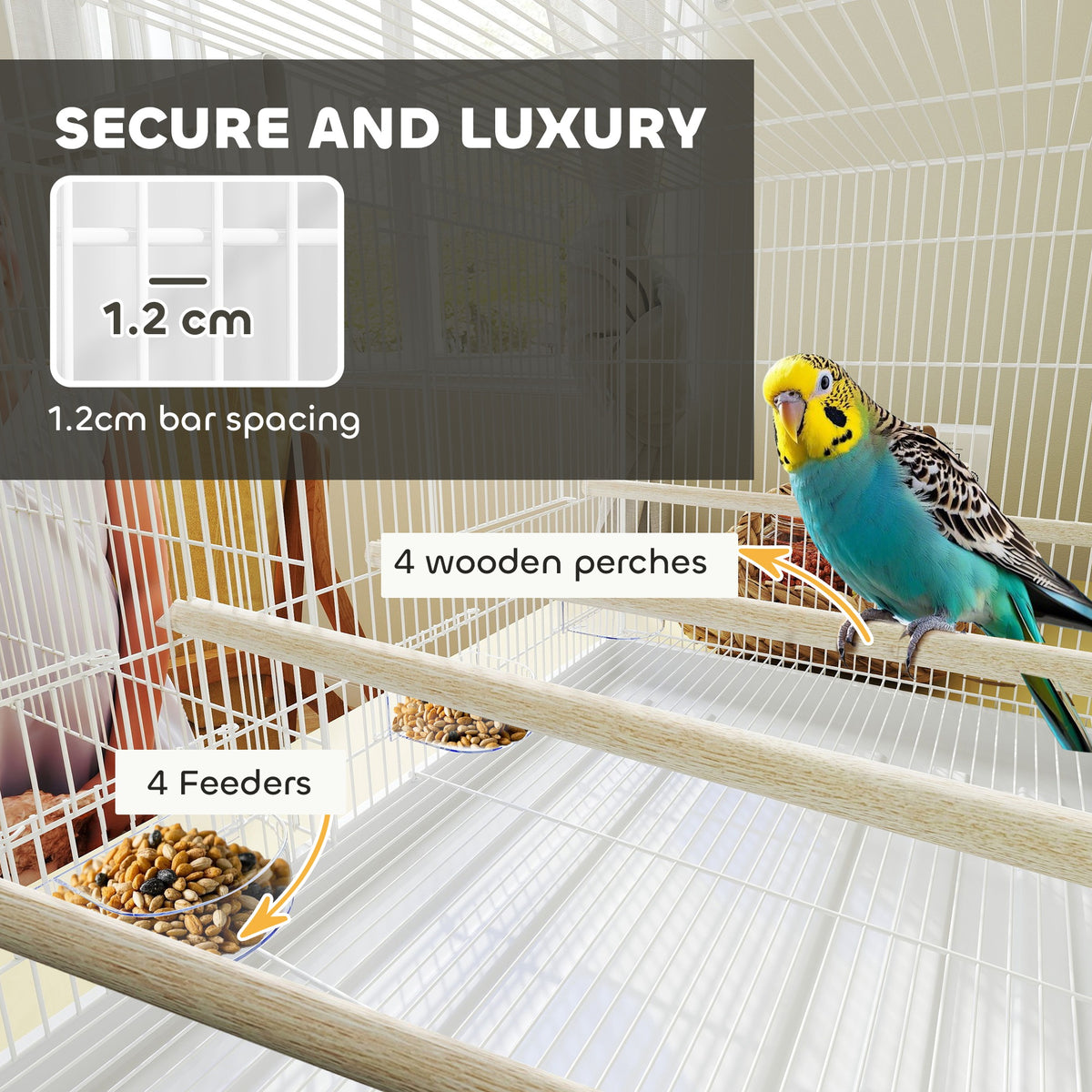 Bird cage with divider – white – image 4