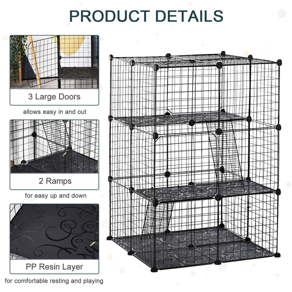 PawHut 39-Panel Small Animal Cage with Ramps – product view 4