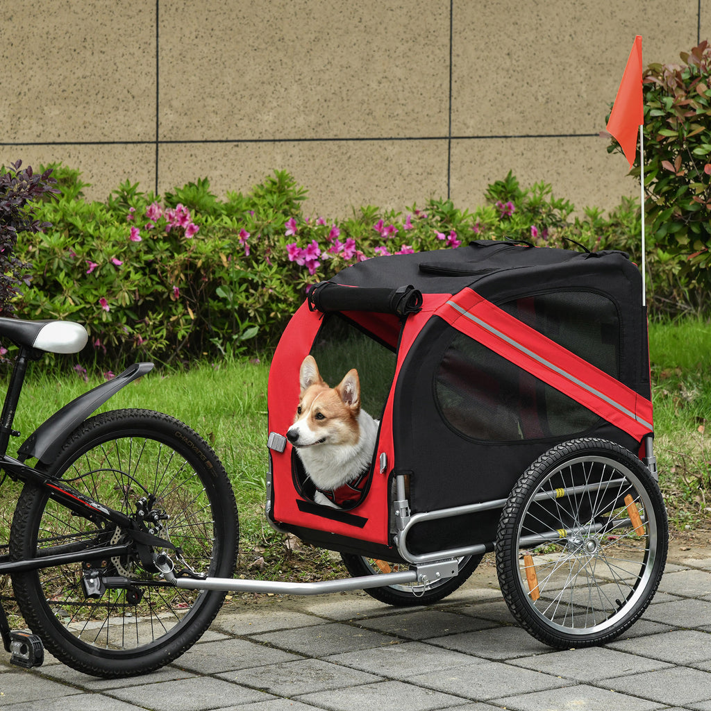 PawHut Dog Bicycle Trailer – Red & Black – product view 2