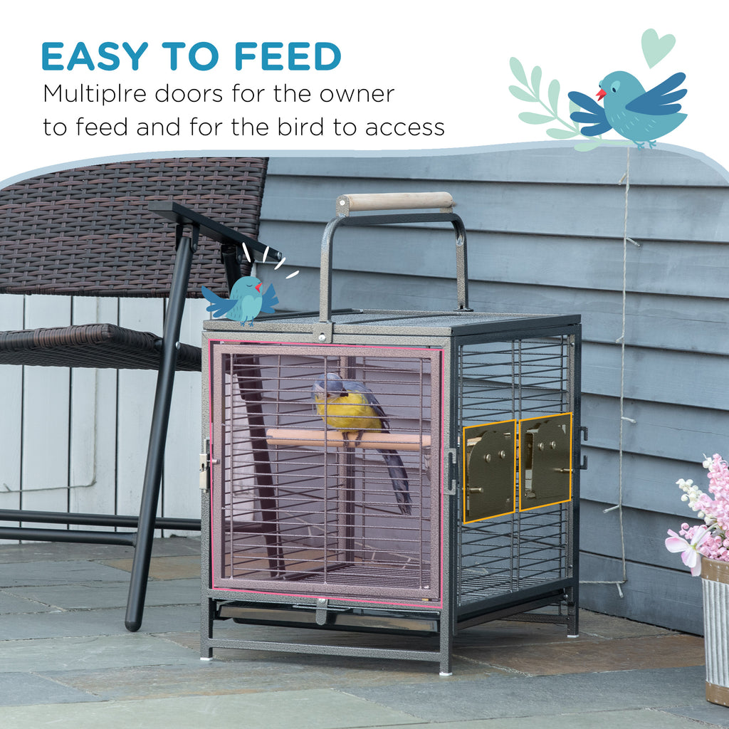 PawHut Bird Travel Cage with Bowls & Perches – product view 5