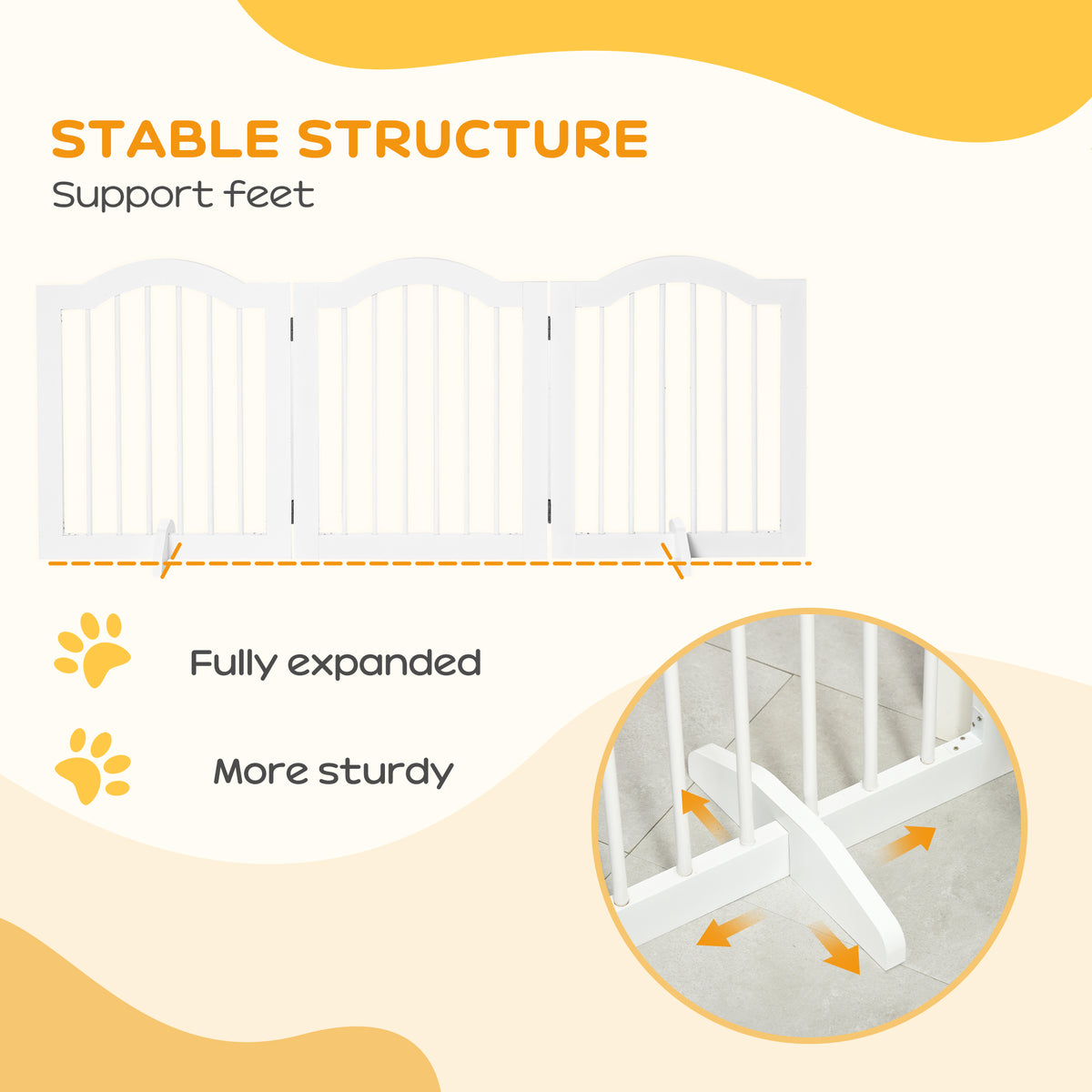 Three-panel wooden dog gate – white – image 2