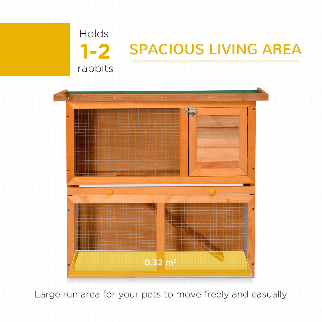 PawHut Rabbit Hutch with Opening Roof – 90cm – product view 4