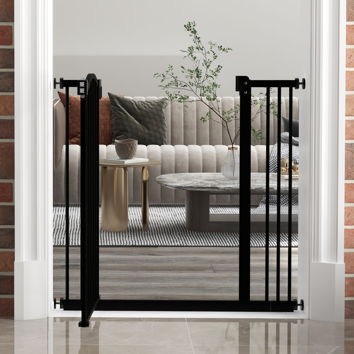 Auto-close metal pet gate – black – image 3
