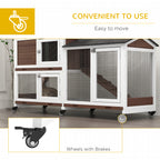 PawHut Wheeled Rabbit Hutch with Side Run – 157cm – product view 5