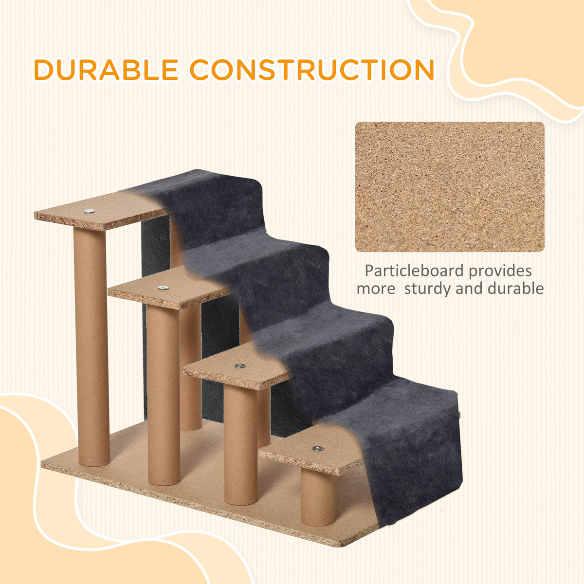 Four-step pet stairs dark grey – image 5