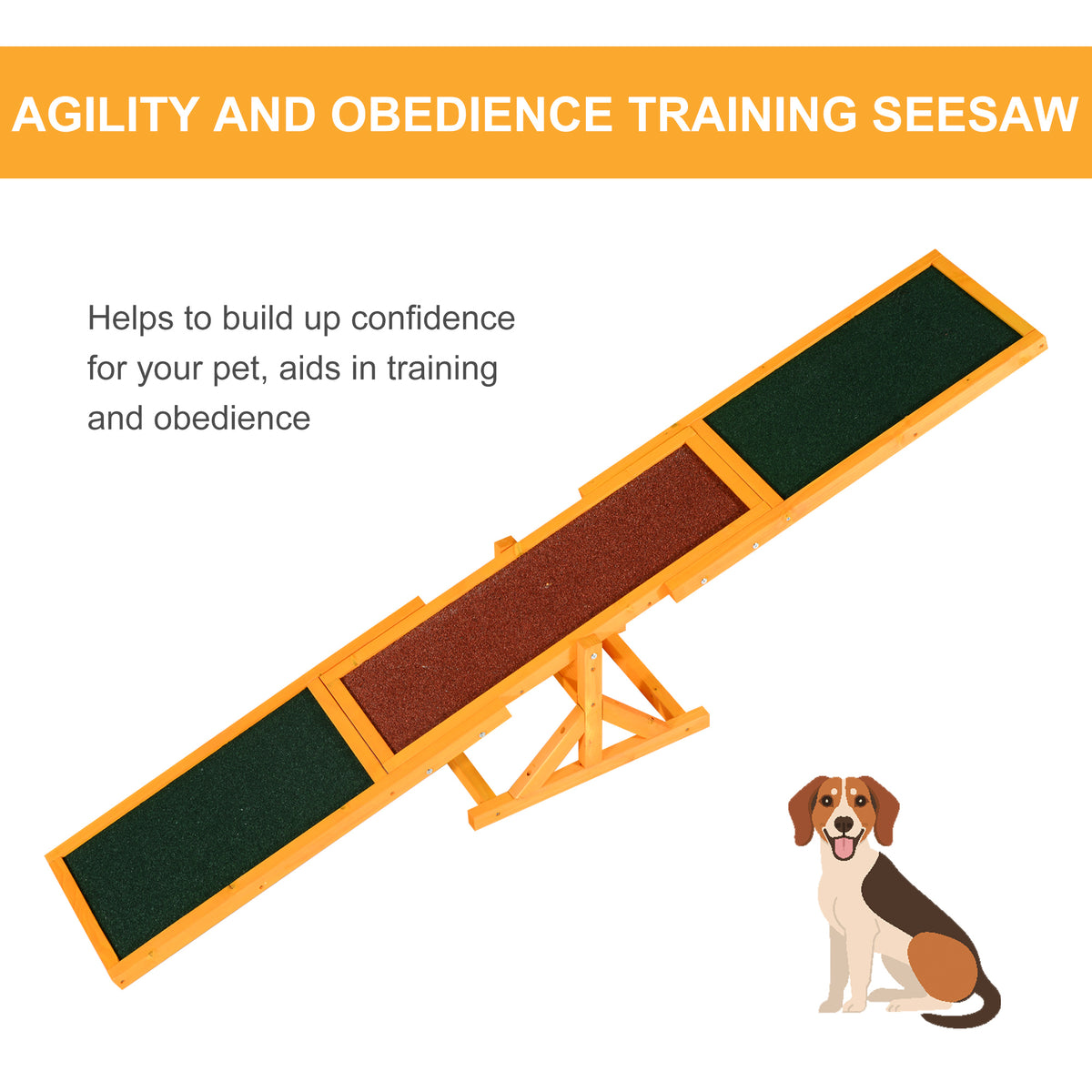 PawHut Wooden Dog Agility Seesaw – 180cm – product view 5