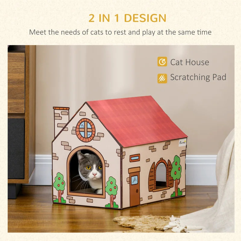 PawHut cardboard cat house – image 4