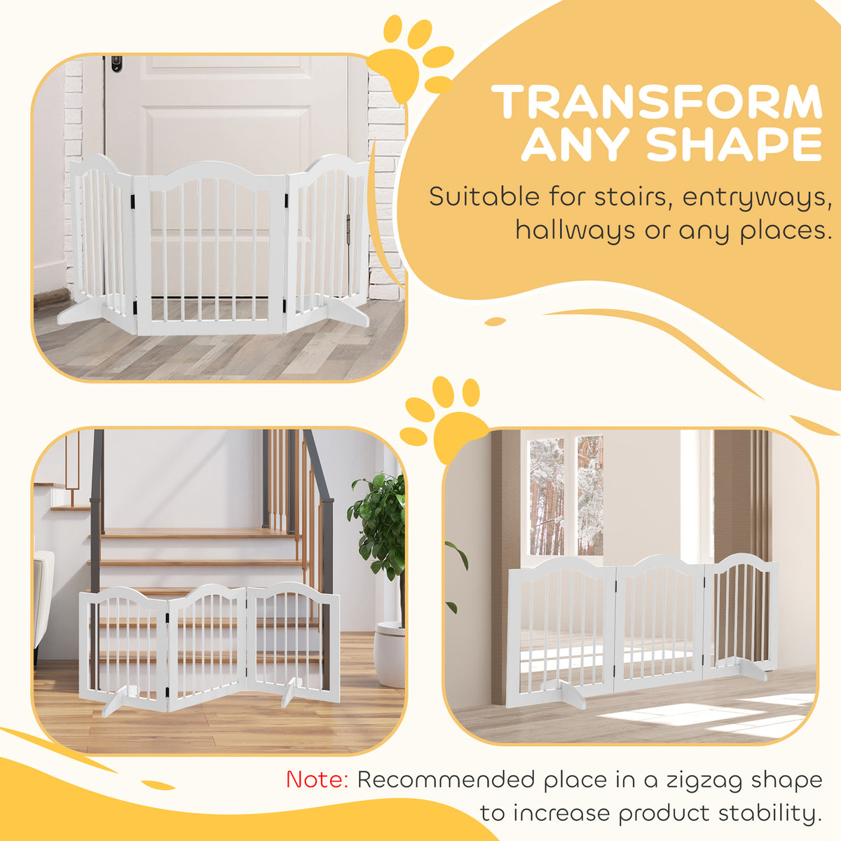 Three-panel wooden dog gate – white – image 1