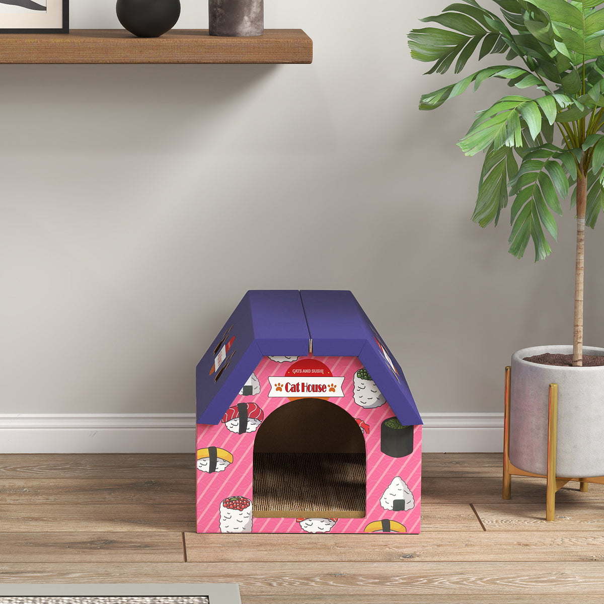 Cardboard cat house and scratching board – image 1