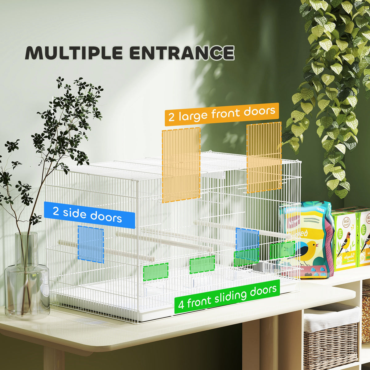 Bird cage with divider – white – image 3