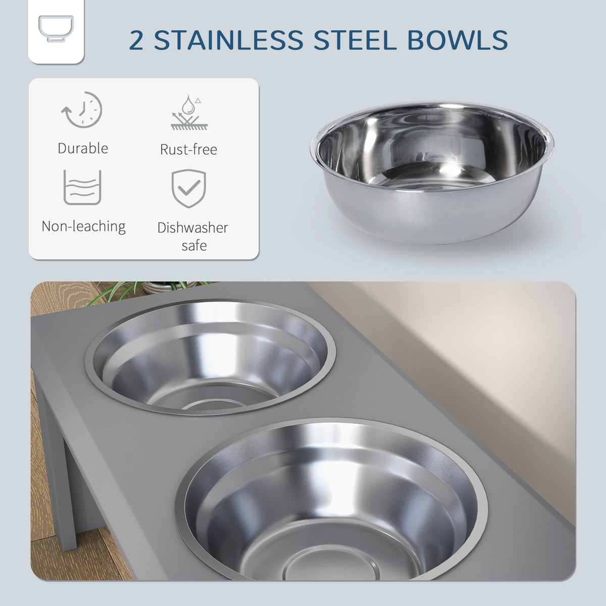 Raised stainless steel dog bowls – image 4