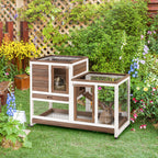 PawHut Two-Tier Rabbit Hutch on Wheels – 110cm – product view 2