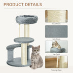 PawHut Kitten Cat Tree with Rope – Grey, 65cm – product view 5
