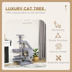 PawHut Cat Tree with Condo & Basket – Grey, 125cm – product view 4