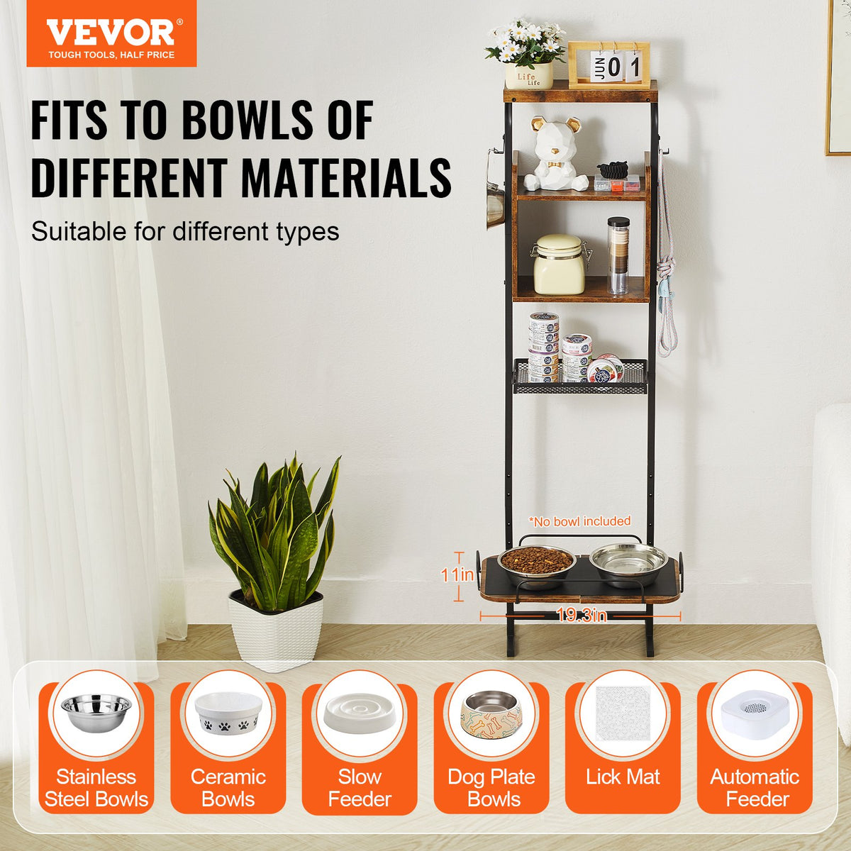 Adjustable Pet Feeding Stand with Storage Shelves – product view 2