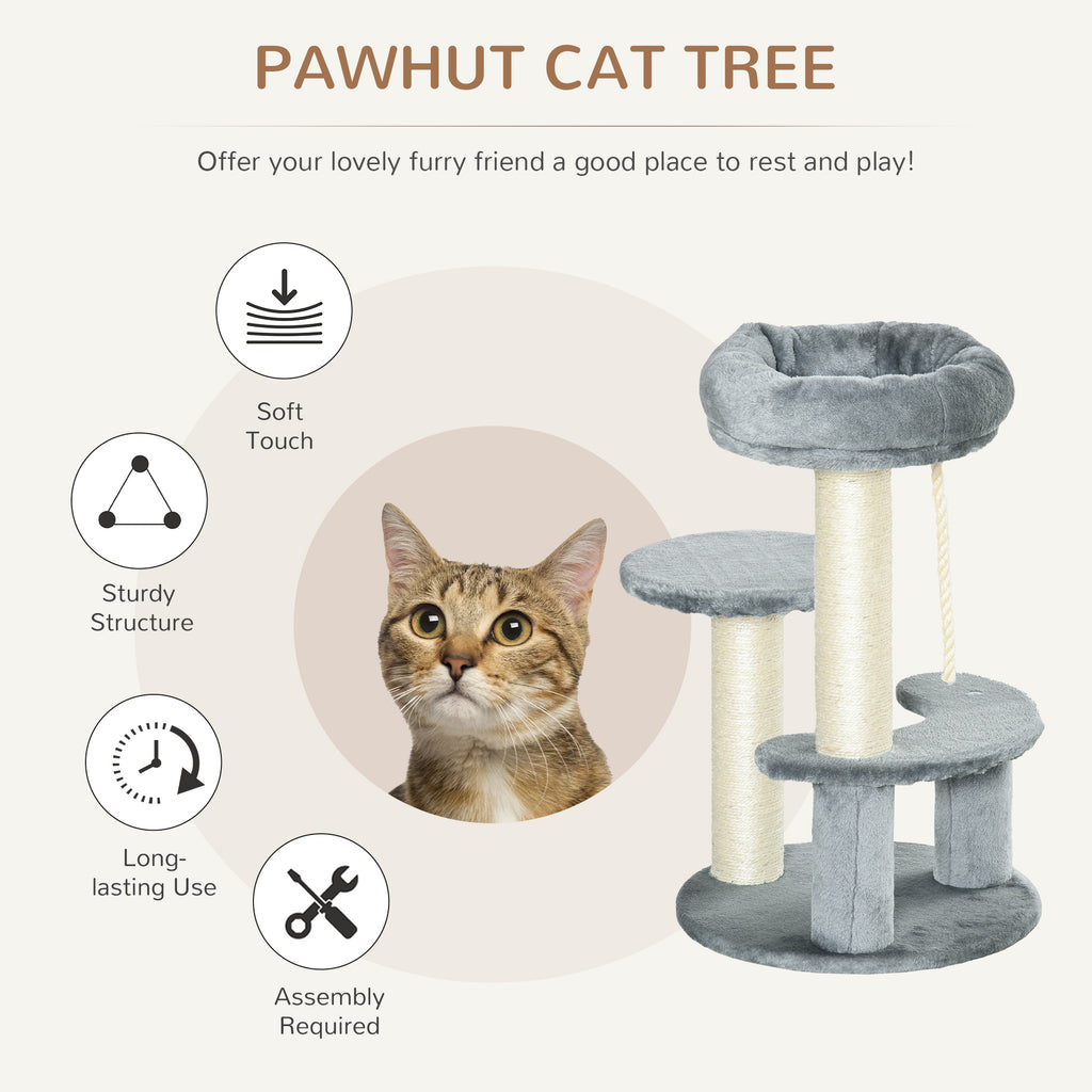 PawHut Kitten Cat Tree with Rope – Grey, 65cm – product view 4